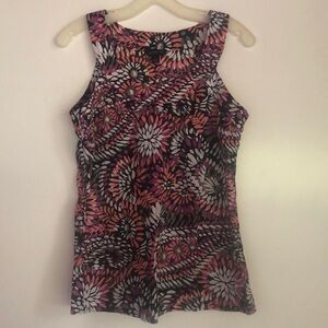 BANANA REPUBLIC Geometric Tank Top 100% Cotton Lightweight Purple Coral MEDIUM